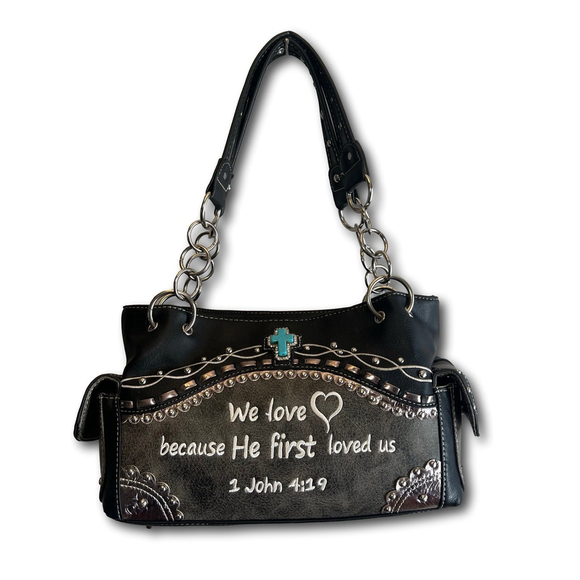 Texas West Scripture Bible Verse Rhinestone Cross Handbag Purse Concealed Carry - Picture 1 of 14